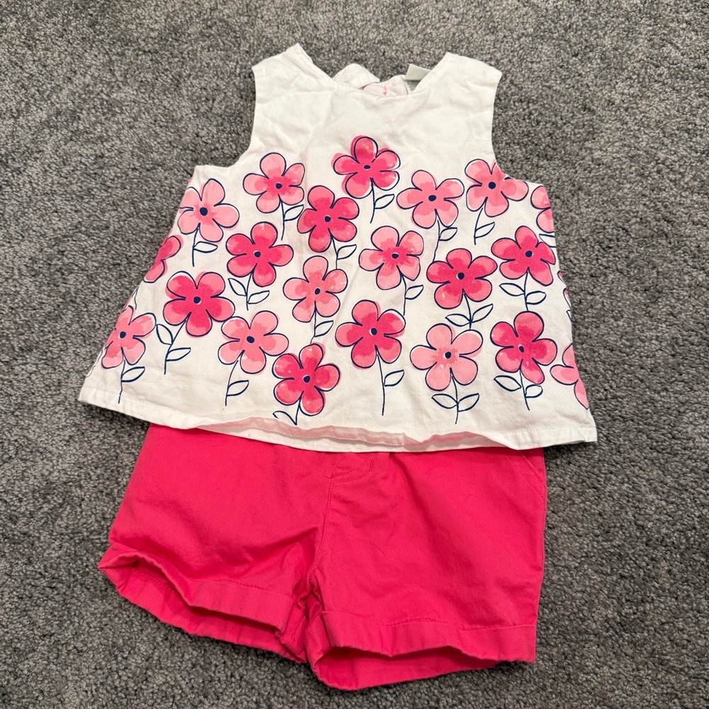 Floral Top and Pink Shorts Set